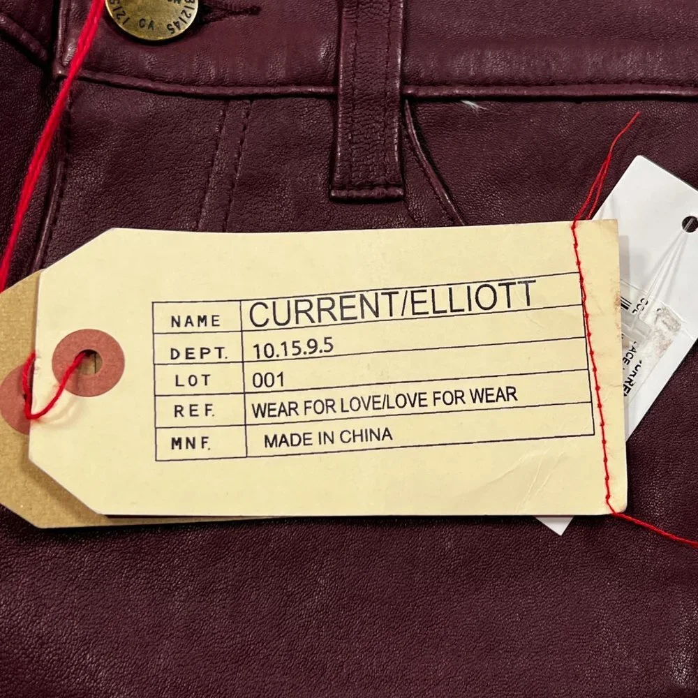 Leather Women's Burgundy Pants - Picture 6 of 12